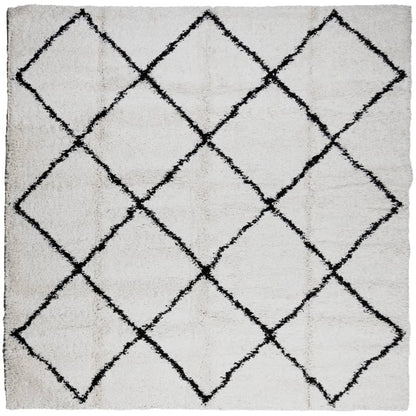 Tappeto Shaggy PAMPLONA a Pelo Lungo Crema e Nero 240x240 cm