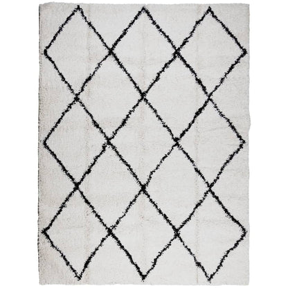 Tappeto Shaggy PAMPLONA a Pelo Lungo Crema e Nero 300x400 cm
