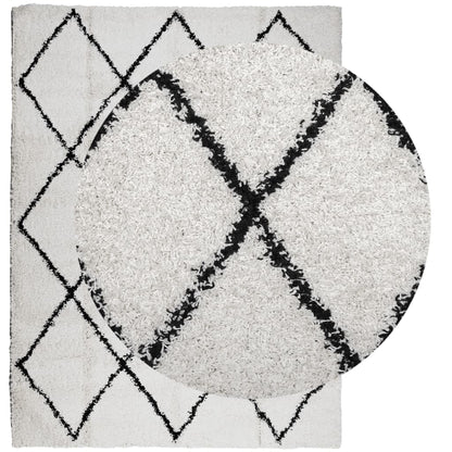 Tappeto Shaggy PAMPLONA a Pelo Lungo Crema e Nero 300x400 cm
