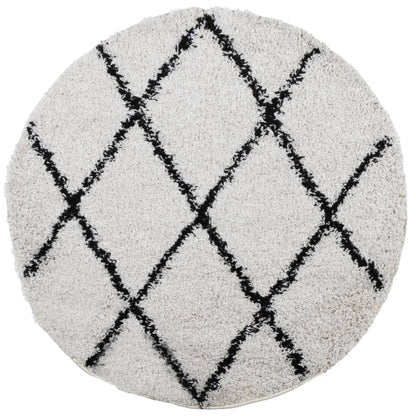 Tappeto Shaggy PAMPLONA a Pelo Lungo Crema e Nero Ã˜ 80 cm