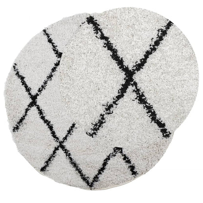 Tappeto Shaggy PAMPLONA a Pelo Lungo Crema e Nero Ã˜ 120 cm