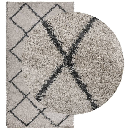 Tappeto Shaggy PAMPLONA a Pelo Lungo Beige e Antracite 80x150cm