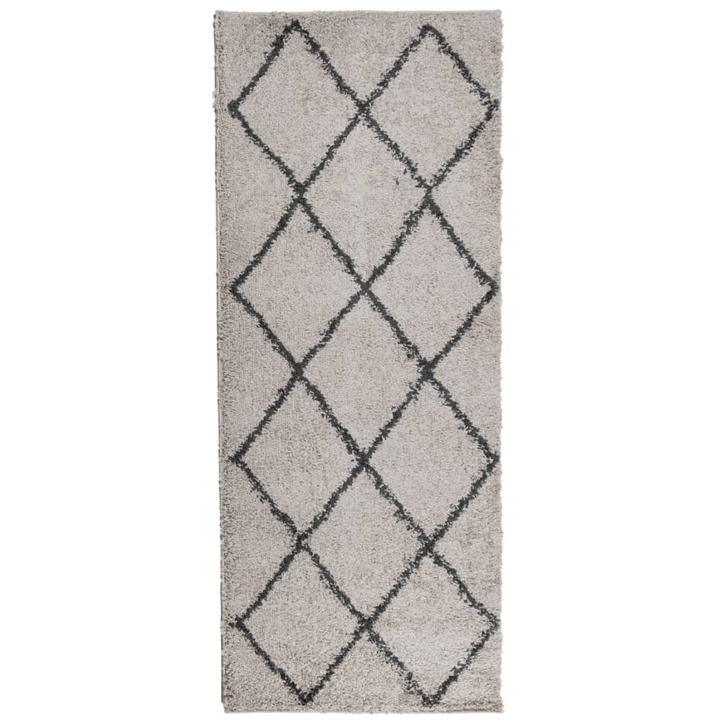 Tappeto Shaggy PAMPLONA a Pelo Lungo Beige e Antracite 80x200cm