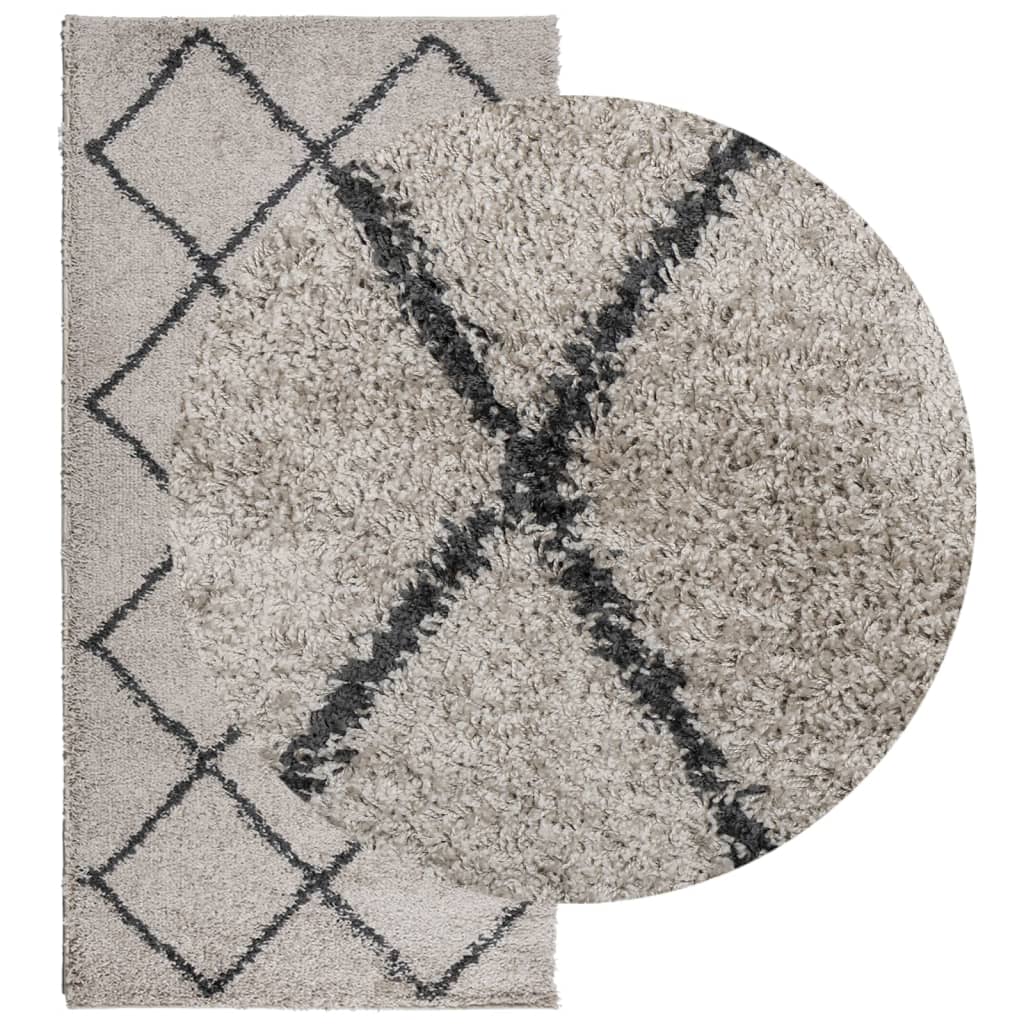 Tappeto Shaggy PAMPLONA Pelo Lungo Beige e Antracite 100x200cm