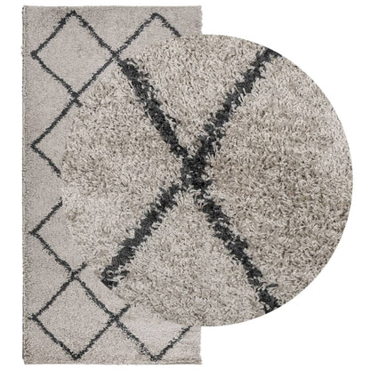 Tappeto Shaggy PAMPLONA Pelo Lungo Beige e Antracite 100x200cm