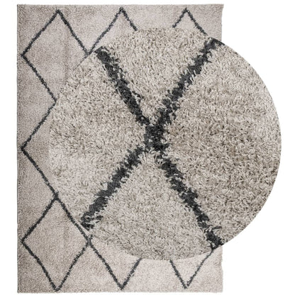 Tappeto Shaggy PAMPLONA Pelo Lungo Beige e Antracite 200x280 cm