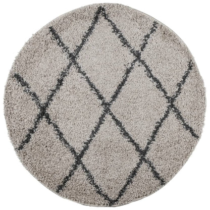 Tappeto Shaggy PAMPLONA a Pelo Lungo Beige e Antracite Ã˜ 80 cm