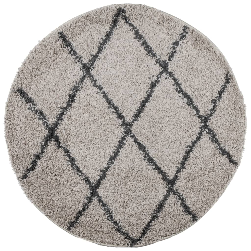 Tappeto Shaggy PAMPLONA a Pelo Lungo Beige e Antracite Ø 200 cm