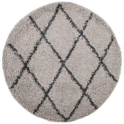 Tappeto Shaggy PAMPLONA a Pelo Lungo Beige e Antracite Ø 200 cm
