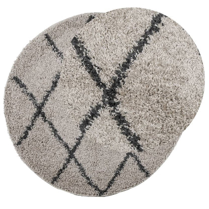 Tappeto Shaggy PAMPLONA a Pelo Lungo Beige e Antracite Ø 200 cm