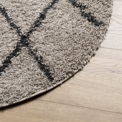 Tappeto Shaggy PAMPLONA a Pelo Lungo Beige e Antracite Ø 200 cm