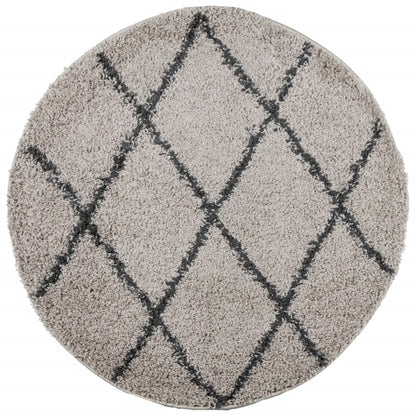 Tappeto Shaggy PAMPLONA a Pelo Lungo Beige e Antracite Ø 240 cm