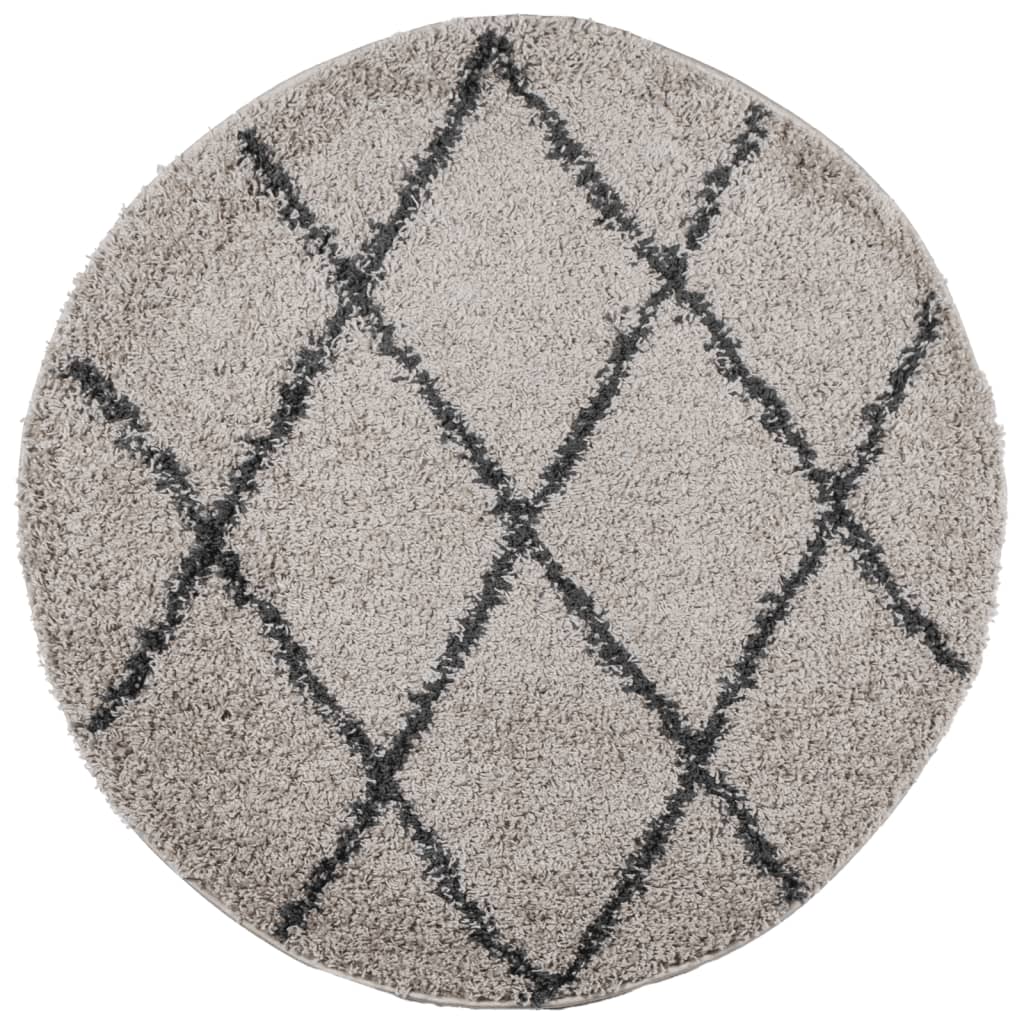 Tappeto Shaggy PAMPLONA a Pelo Lungo Beige e Antracite Ø 280 cm
