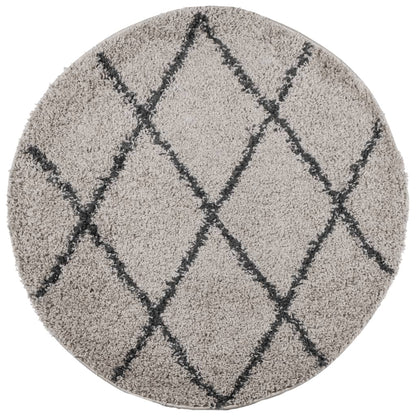 Tappeto Shaggy PAMPLONA a Pelo Lungo Beige e Antracite Ø 280 cm