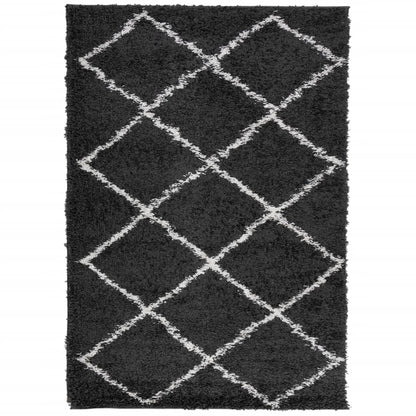 Tappeto Shaggy PAMPLONA a Pelo Lungo Nero e Crema 140x200 cm