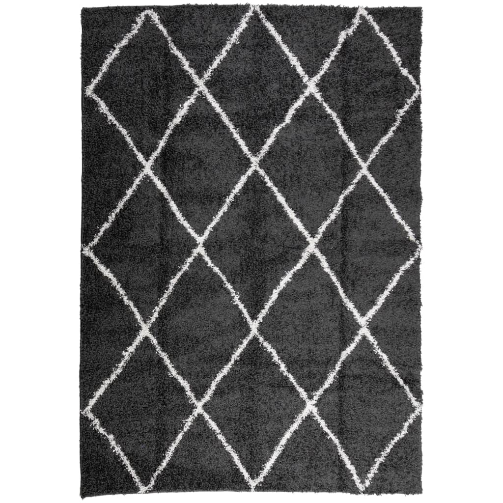 Tappeto Shaggy PAMPLONA a Pelo Lungo Nero e Crema 160x230 cm