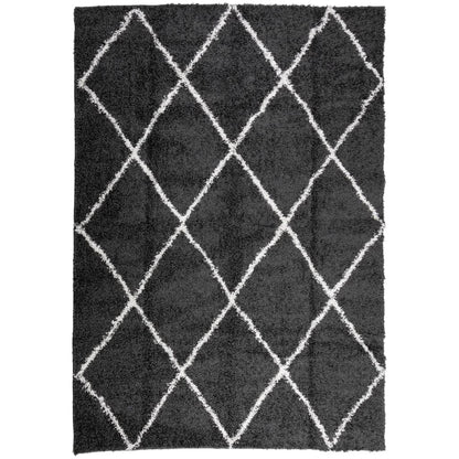 Tappeto Shaggy PAMPLONA a Pelo Lungo Nero e Crema 160x230 cm