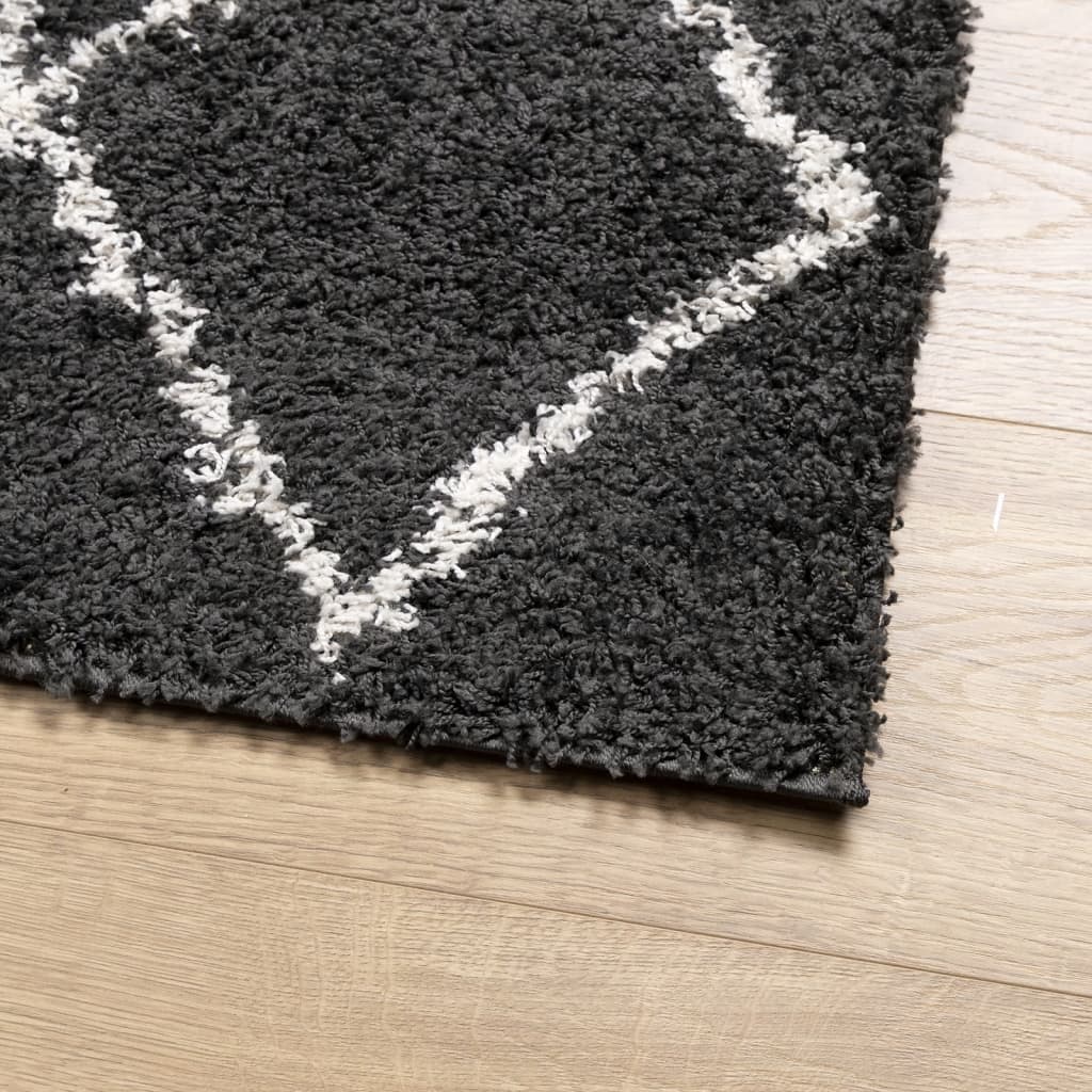 Tappeto Shaggy PAMPLONA a Pelo Lungo Nero e Crema 160x230 cm