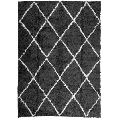 Tappeto Shaggy PAMPLONA a Pelo Lungo Nero e Crema 240x340 cm