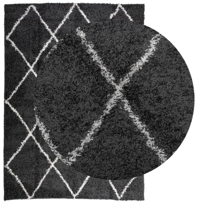 Tappeto Shaggy PAMPLONA a Pelo Lungo Nero e Crema 240x340 cm