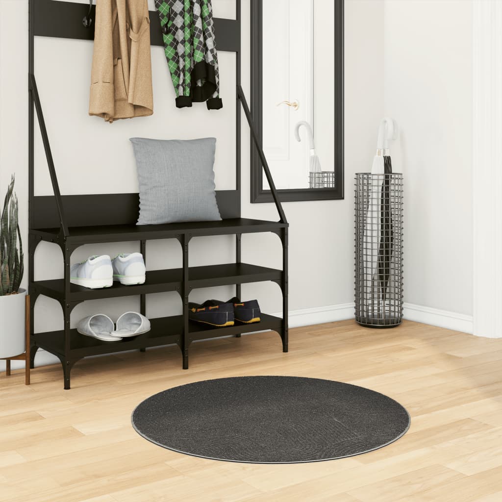 Tappeto IZA a Pelo Corto con Aspetto Scandinavo antracite Ã˜80cm