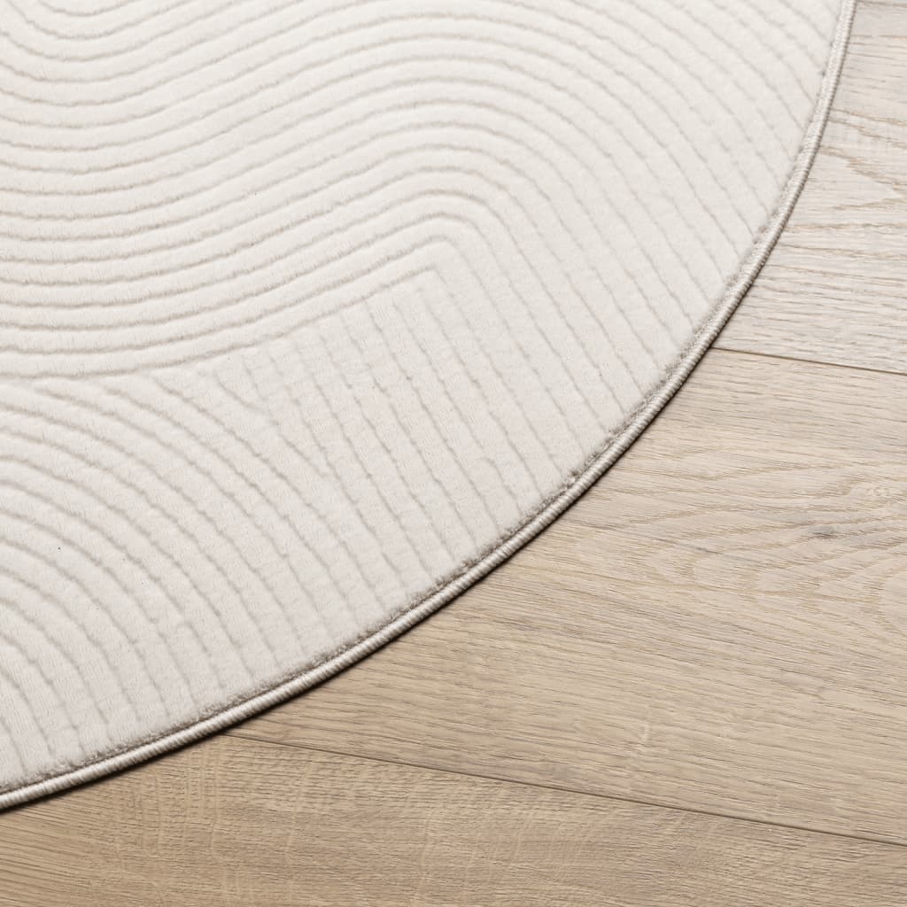 Tappeto IZA a Pelo Corto con Aspetto Scandinavo Crema Ã˜ 80 cm