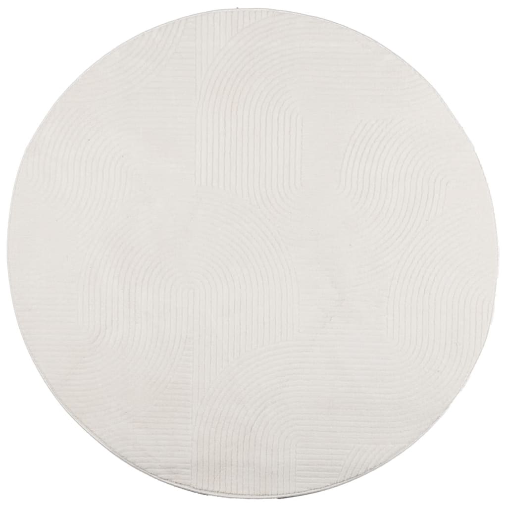 Tappeto IZA a Pelo Corto con Aspetto Scandinavo Crema Ã˜ 120 cm