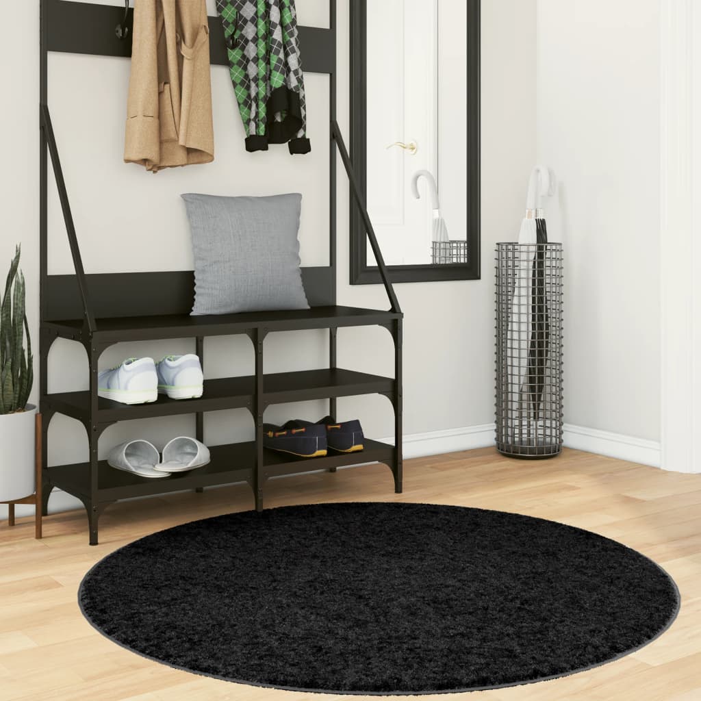 Tappeto OVIEDO a Pelo Corto Nero Ã˜ 120 cm