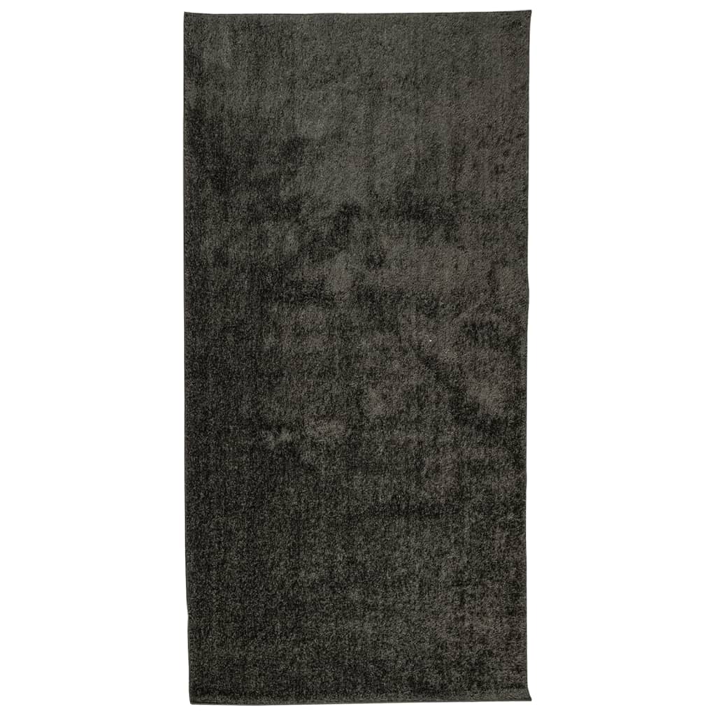 Tappeto a Pelo Lucido Lungo ISTAN Effetto Antracite 100x200 cm
