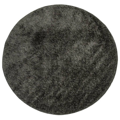 Tappeto a Pelo Lucido Lungo ISTAN Effetto Antracite Ø 80 cm
