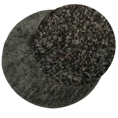 Tappeto a Pelo Lucido Lungo ISTAN Effetto Antracite Ø 80 cm