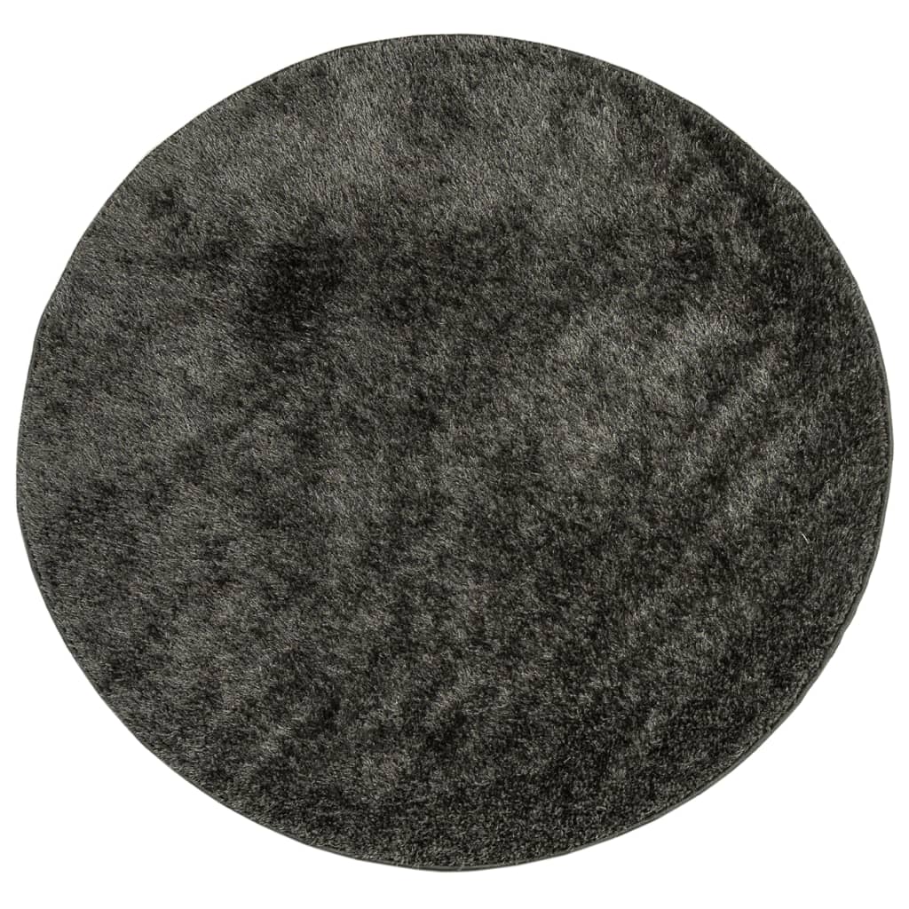 Tappeto a Pelo Lucido Lungo ISTAN Effetto Antracite Ø 80 cm
