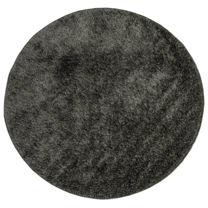 Tappeto a Pelo Lucido Lungo ISTAN Effetto Antracite Ø 80 cm