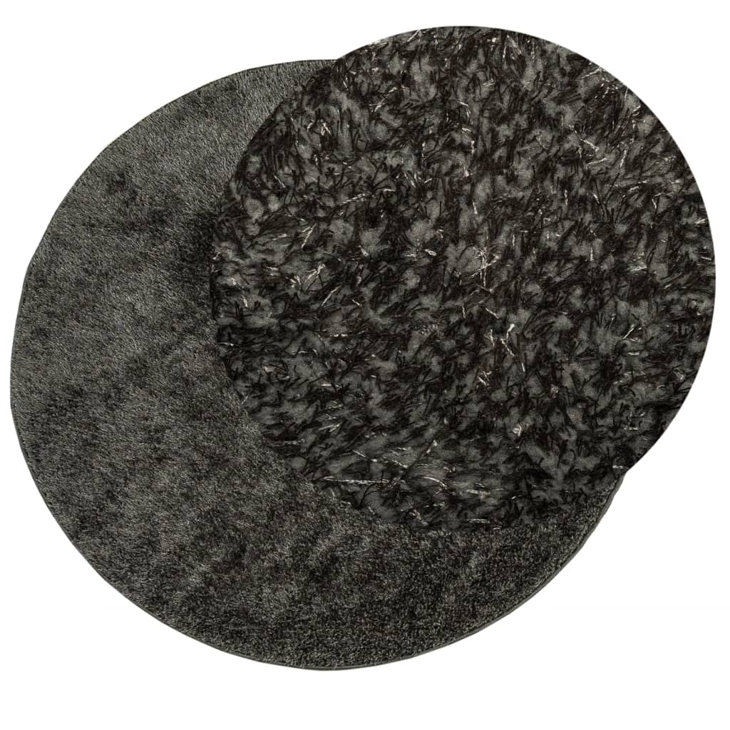 Tappeto a Pelo Lucido Lungo ISTAN Effetto Antracite Ø 80 cm