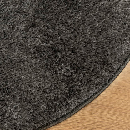 Tappeto a Pelo Lucido Lungo ISTAN Effetto Antracite Ø 80 cm