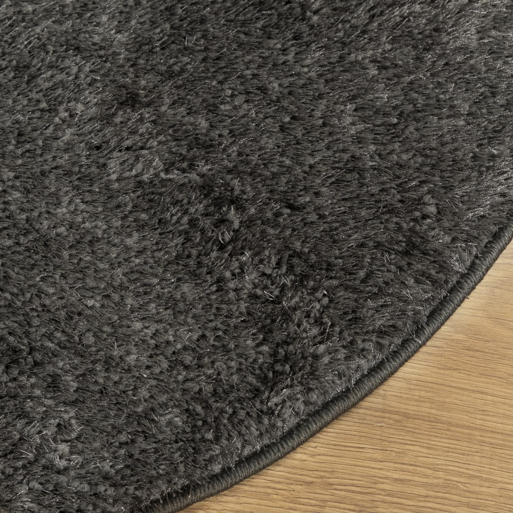 Tappeto a Pelo Lucido Lungo ISTAN Effetto Antracite Ã˜ 200 cm