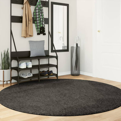 Tappeto a Pelo Lucido Lungo ISTAN Effetto Antracite Ã˜ 200 cm