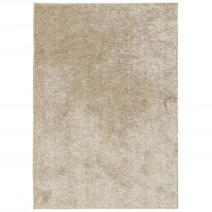 Tappeto a Pelo Lucido Lungo ISTAN Effetto Beige 160x230 cm