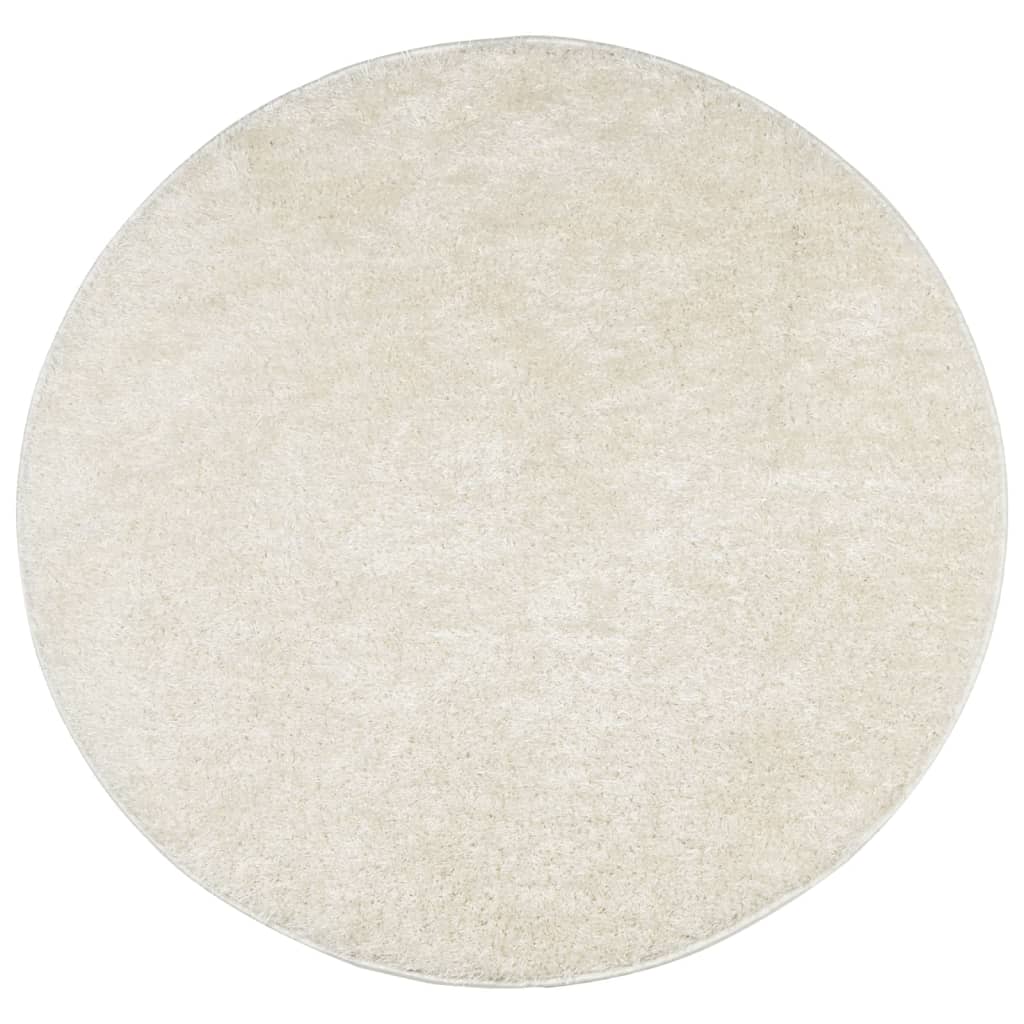 Tappeto a Pelo Lucido Lungo ISTAN Effetto Crema Ø 80 cm