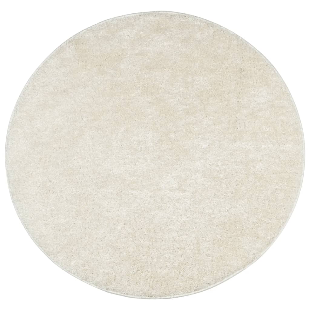 Tappeto a Pelo Lucido Lungo ISTAN Effetto Crema Ø 120 cm