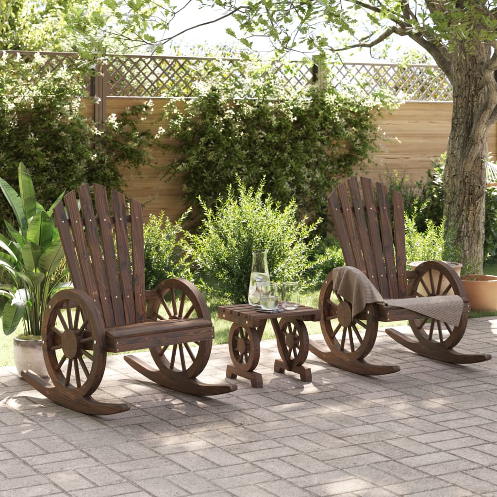 Set Salotto da Giardino 3 pz in Legno Massello di Abete