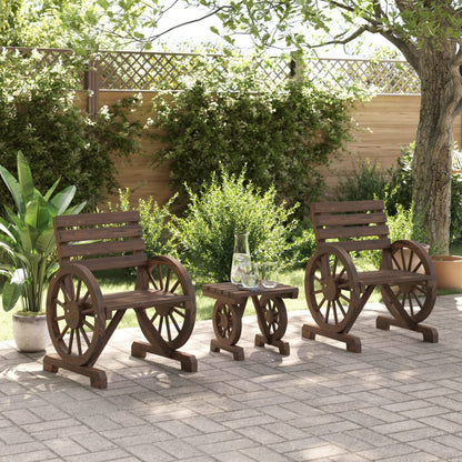 Set Salotto da Giardino 3 pz in Legno Massello di Abete