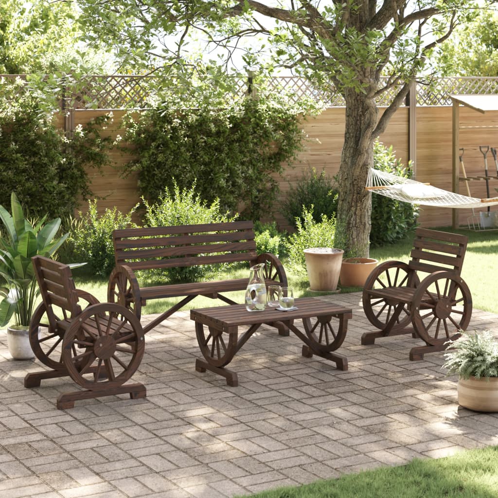 Set Salotto da Giardino 4 pz in Legno Massello di Abete