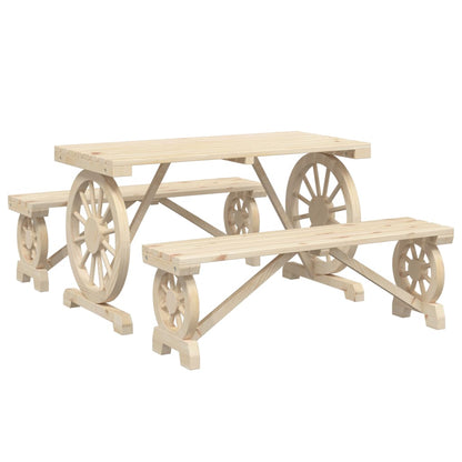 Set da Pranzo da Giardino 3 pz in Legno Massello di Abete