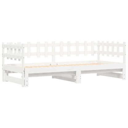 Dormeuse Estraibile Bianca 2x(90x190) cm Legno Massello di Pino