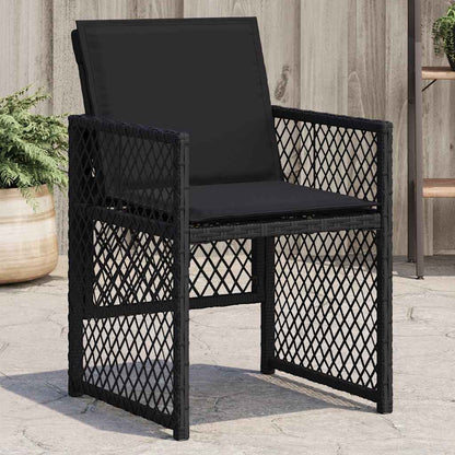 Sedie da Giardino con Cuscini 4 pz Nere in Polyrattan