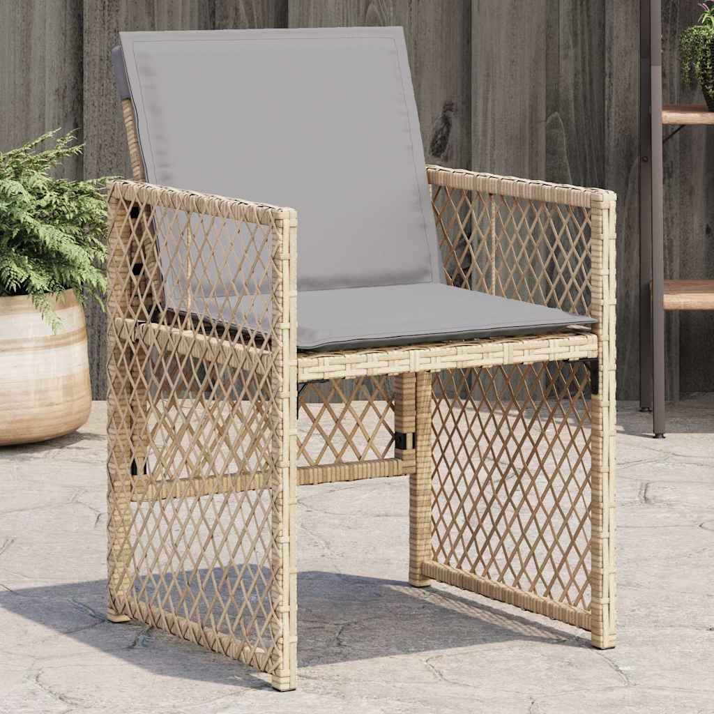 Sedie da Giardino con Cuscini 4 pz Beige Misto in Polyrattan