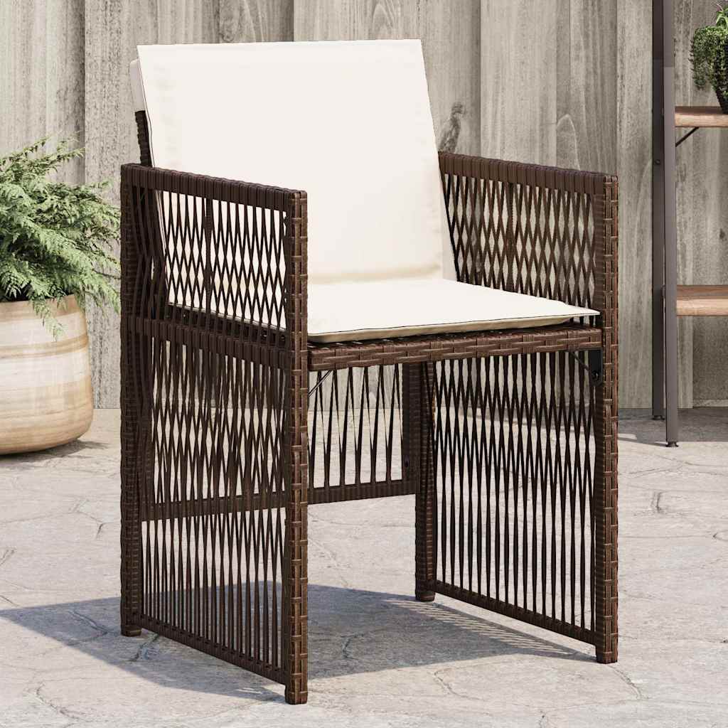 Sedie da Giardino con Cuscini 4 pz Marroni in Polyrattan