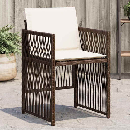 Sedie da Giardino con Cuscini 4 pz Marroni in Polyrattan