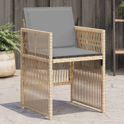 Sedie da Giardino con Cuscini 4 pz Beige Misto in Polyrattan